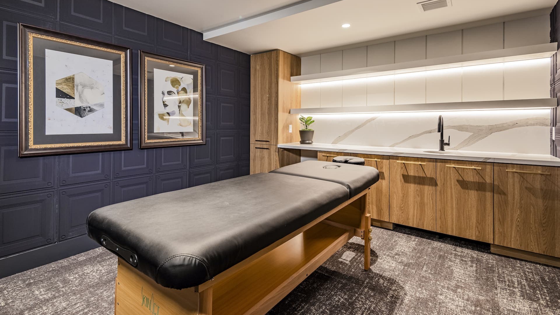 massage room with modern decor