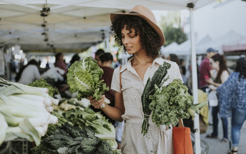 Girl at farmers market